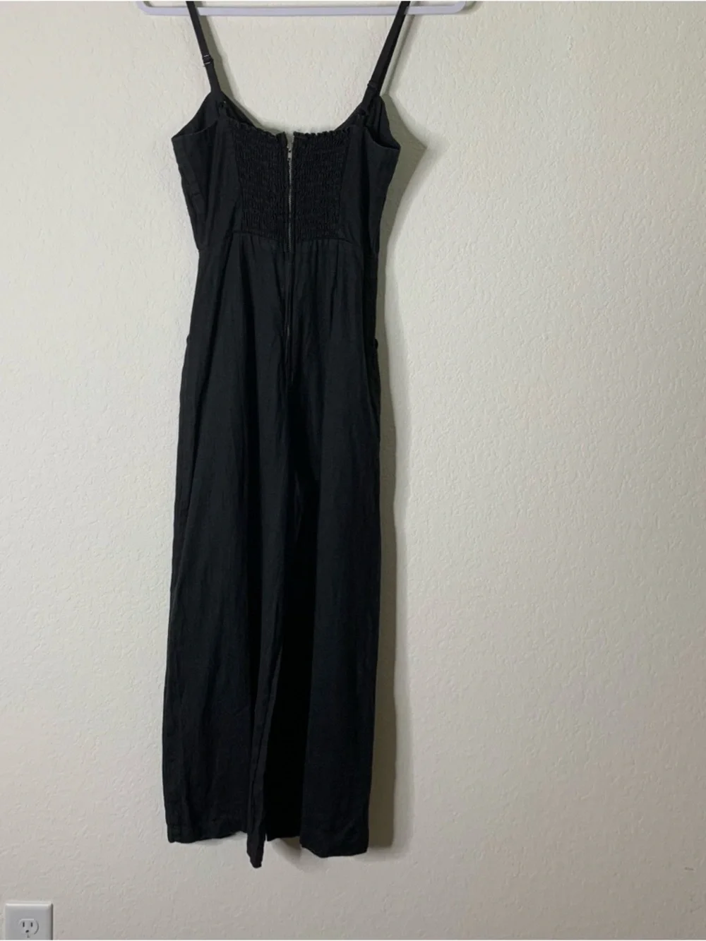 Reformation Womens black Dominica 100% linen Strappy back zip jumpsuit 2